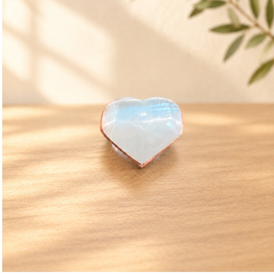 Copper-Infused Selenite Heart - 1.25-1.50"