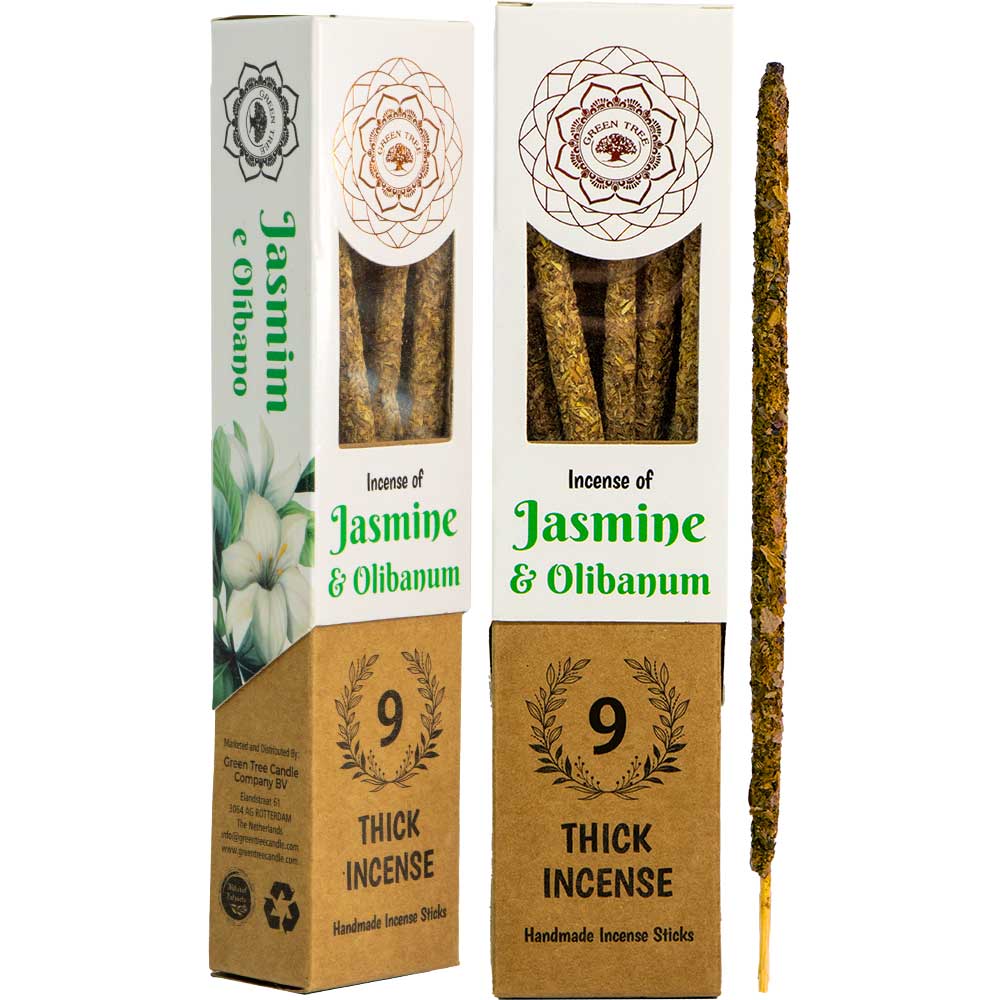 Green Tree Botanical Incense – Jasmine (9 Thick Sticks)