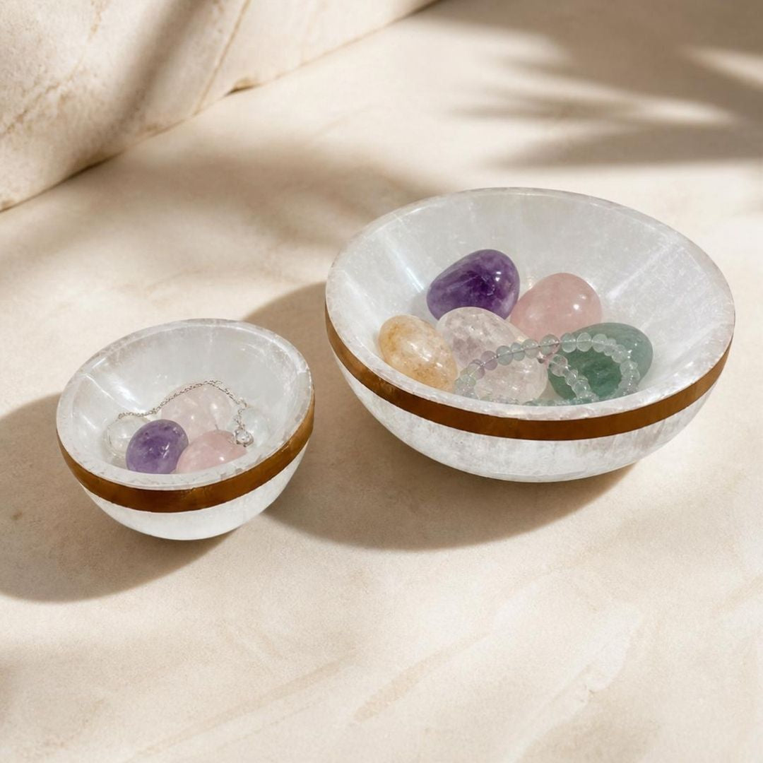 Copper-Infused Selenite Round Bowl - 4"