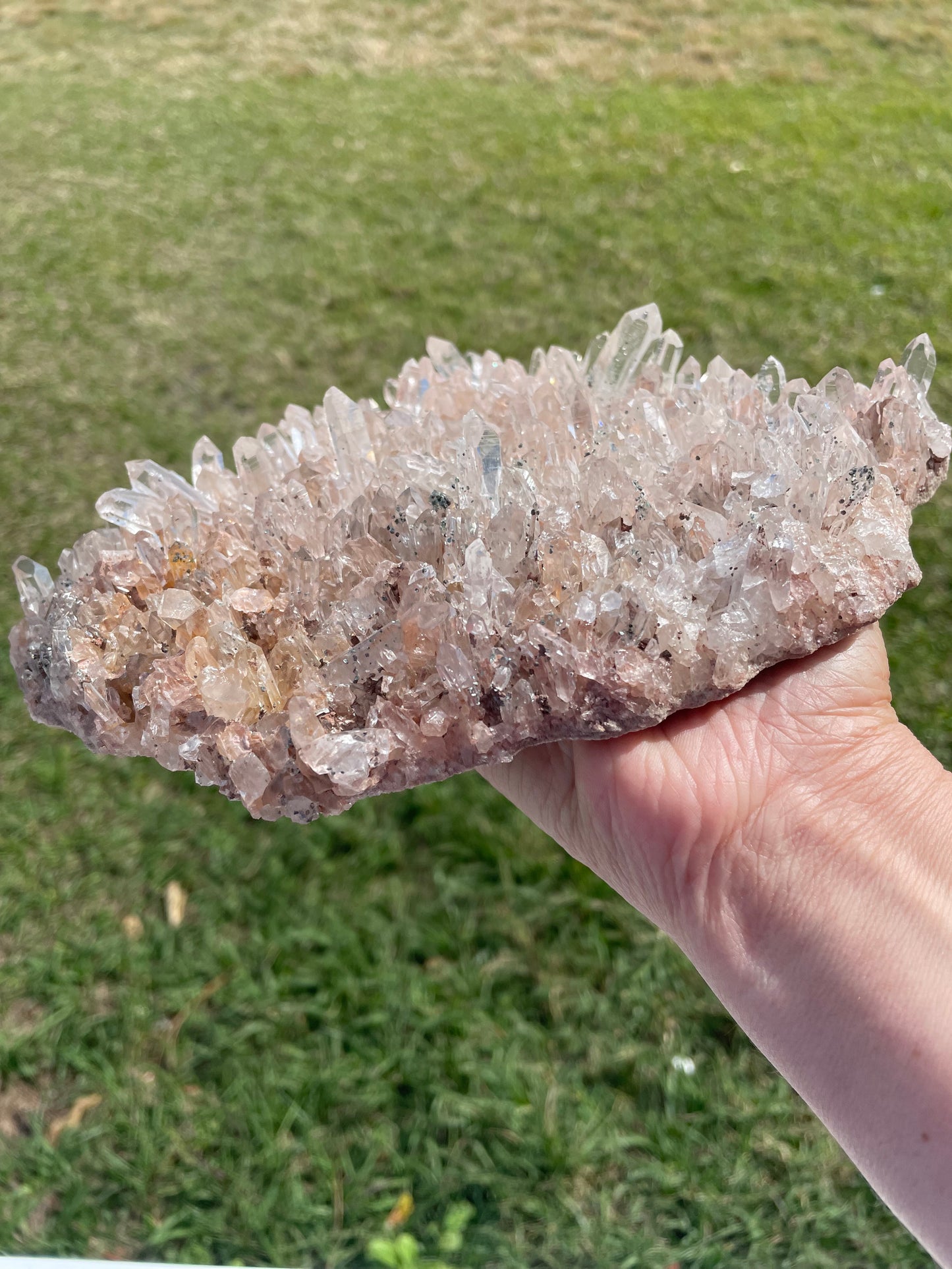 Pink Lemurian Quartz Cluster 1350g