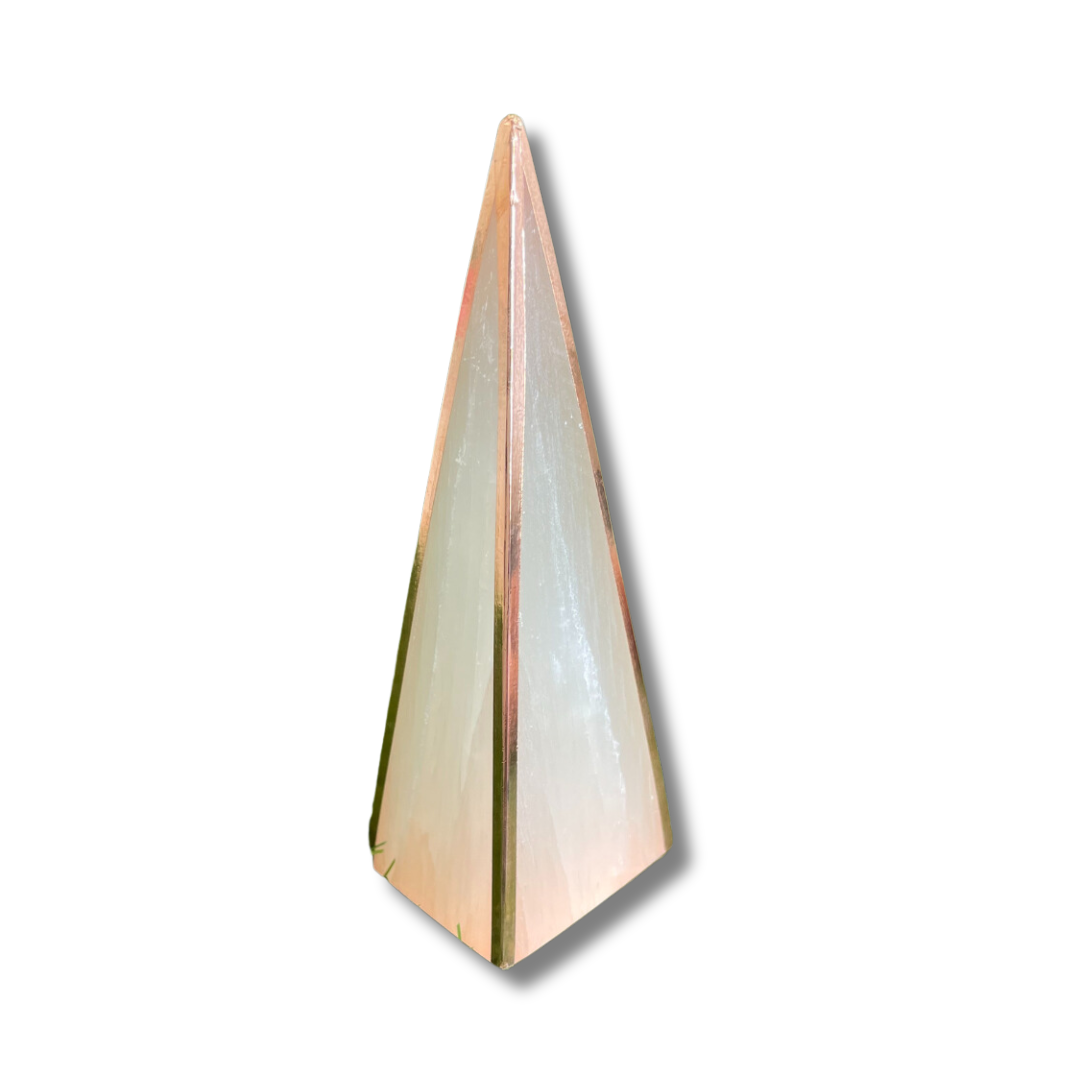 Copper-Infused Selenite Pyramid