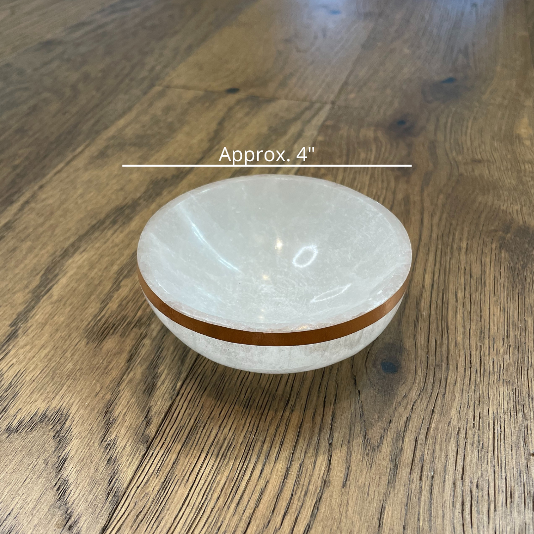 Copper-Infused Selenite Round Bowl - 4"