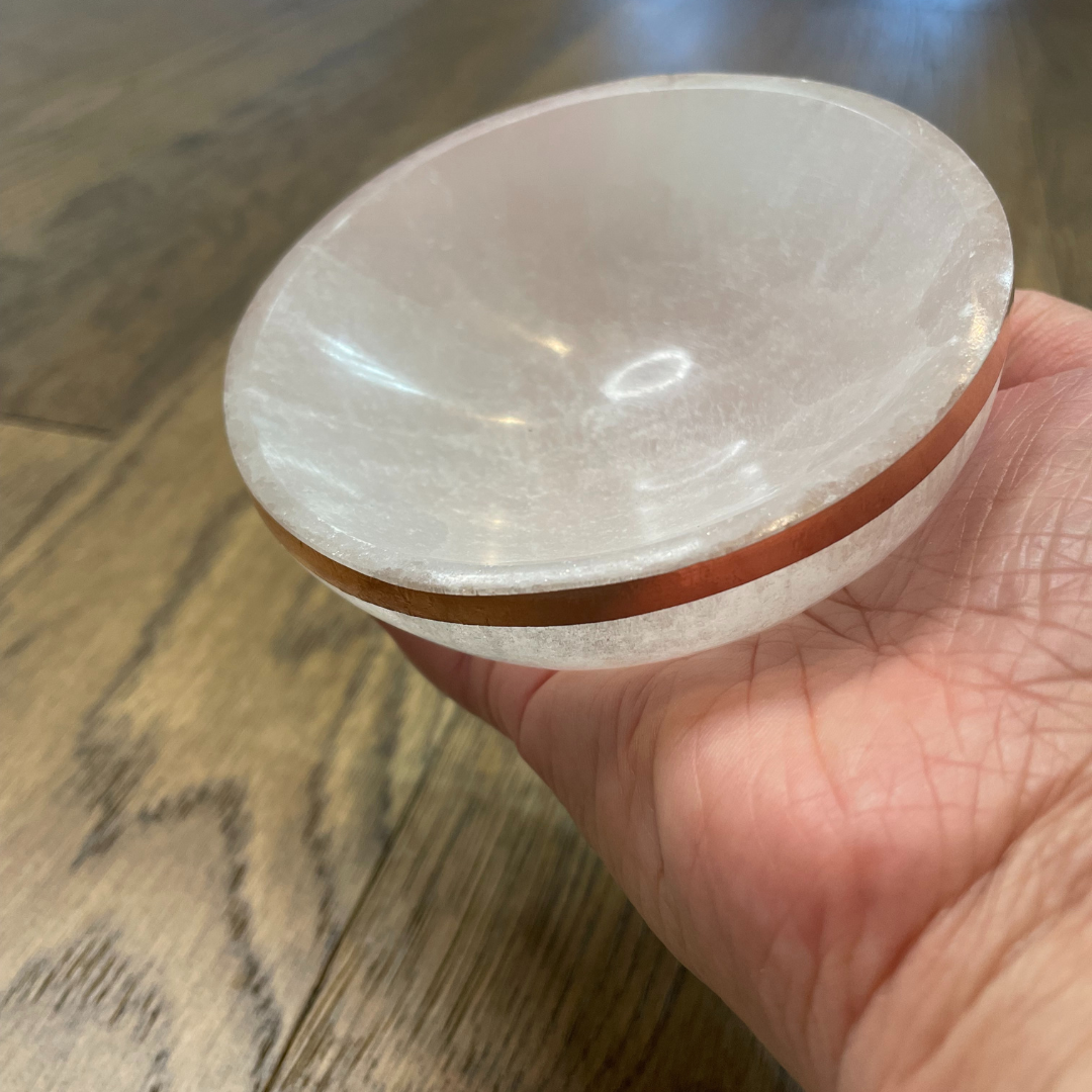 Copper-Infused Selenite Round Bowl - 4"