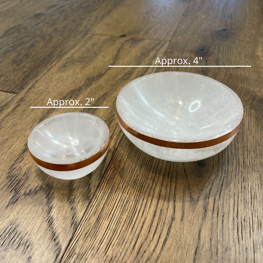 Copper-Infused Selenite Round Bowl - Small