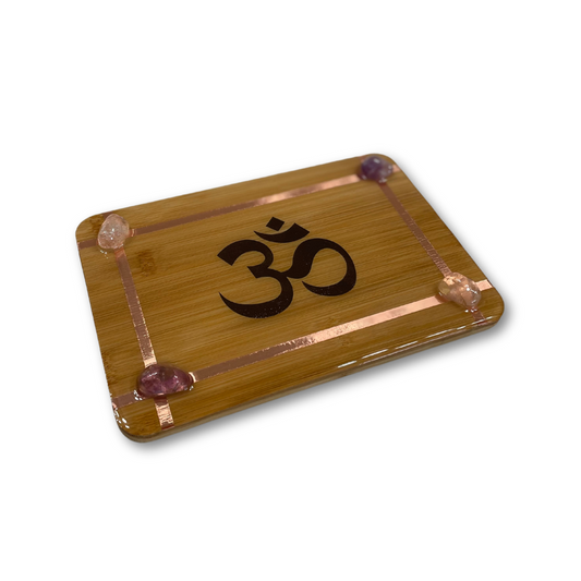 Om and Crystals Bamboo Tray