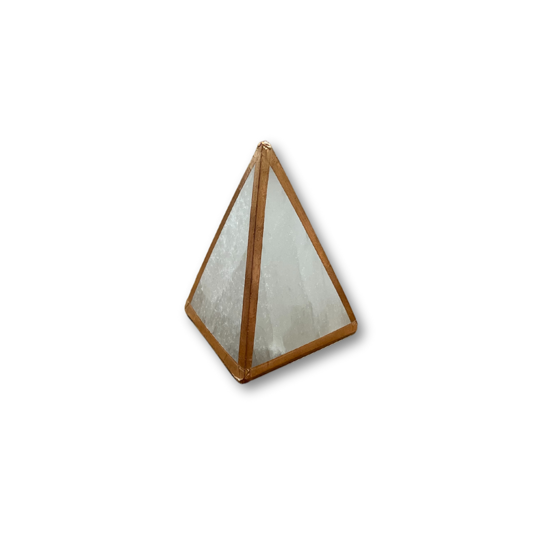 Copper-Infused Selenite Pyramid