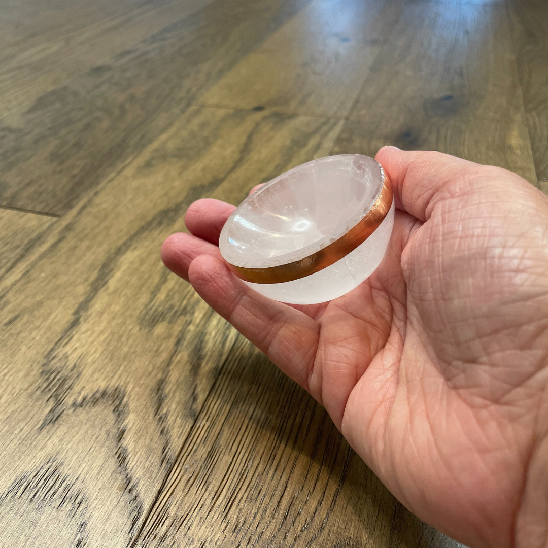 Copper-Infused Selenite Round Bowl - Small