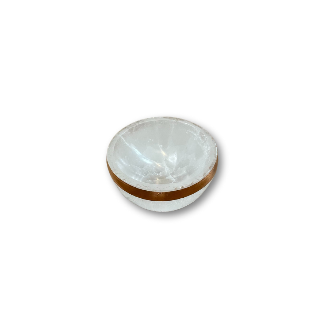 Copper-Infused Selenite Round Bowl - Small