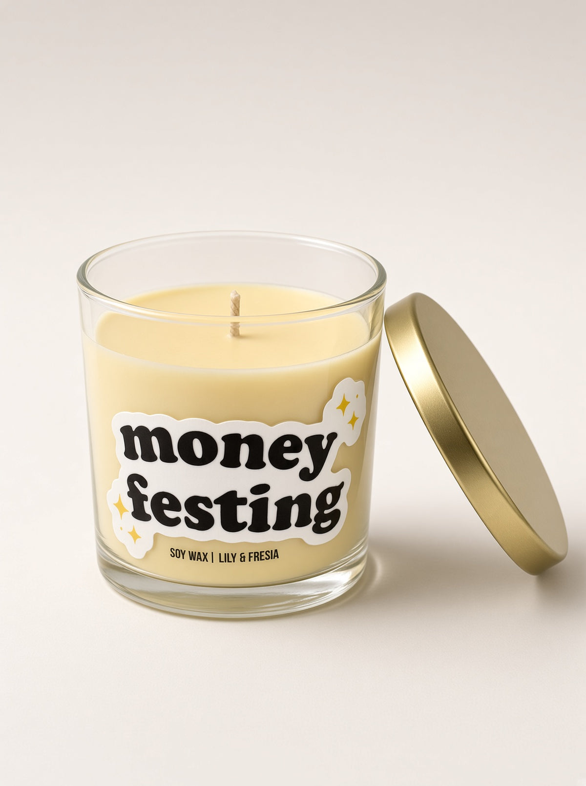 Moneyfesting - Lily and Freesia Scent - Soy Wax Candle 7oz