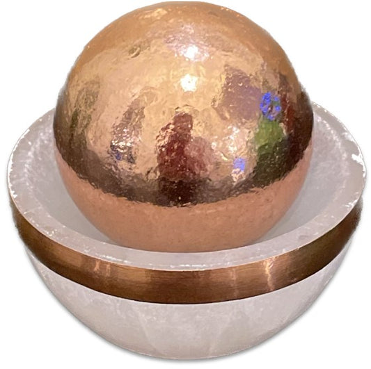 Cooper Sphere on a Selenite Bowl