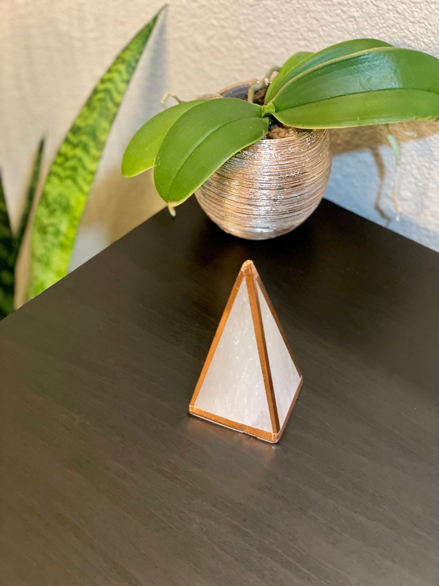 Copper-Infused Selenite Pyramid