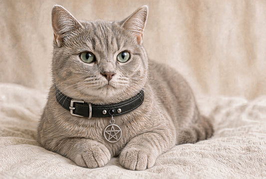 Vegan Leather Pentacle Pet Collar – Small (Cat/Dog)