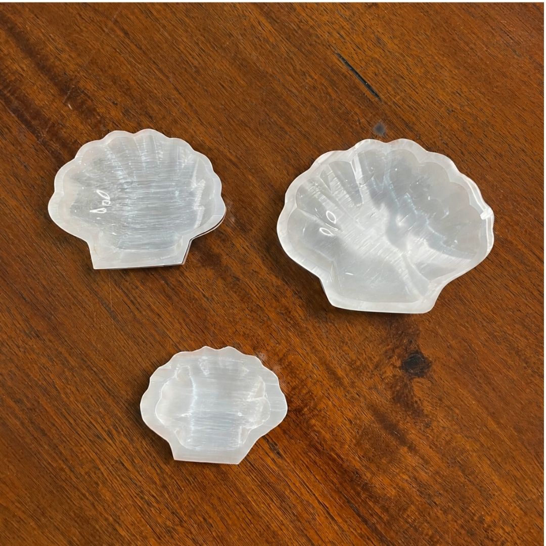 Copper-Infused Selenite Shell Bowl - Cleanse · Charge · Open