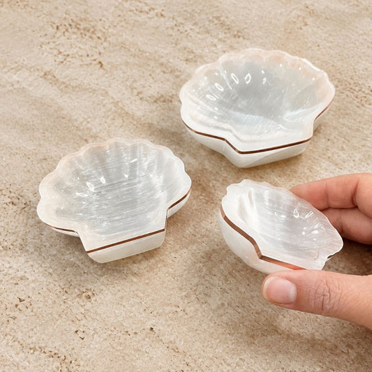 Copper-Infused Selenite Shell Bowl - Cleanse · Charge · Open