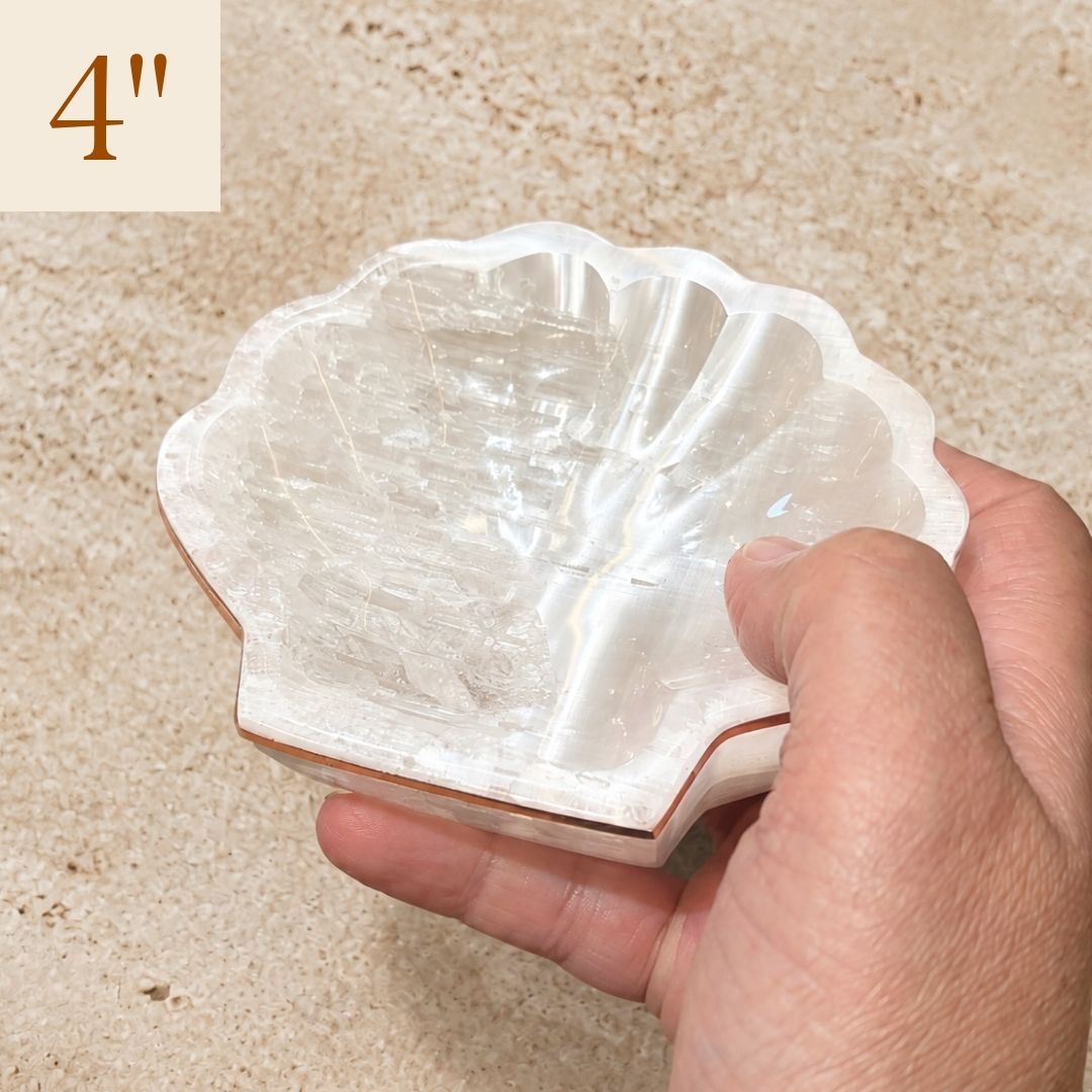 Copper-Infused Selenite Shell Bowl - Cleanse · Charge · Open