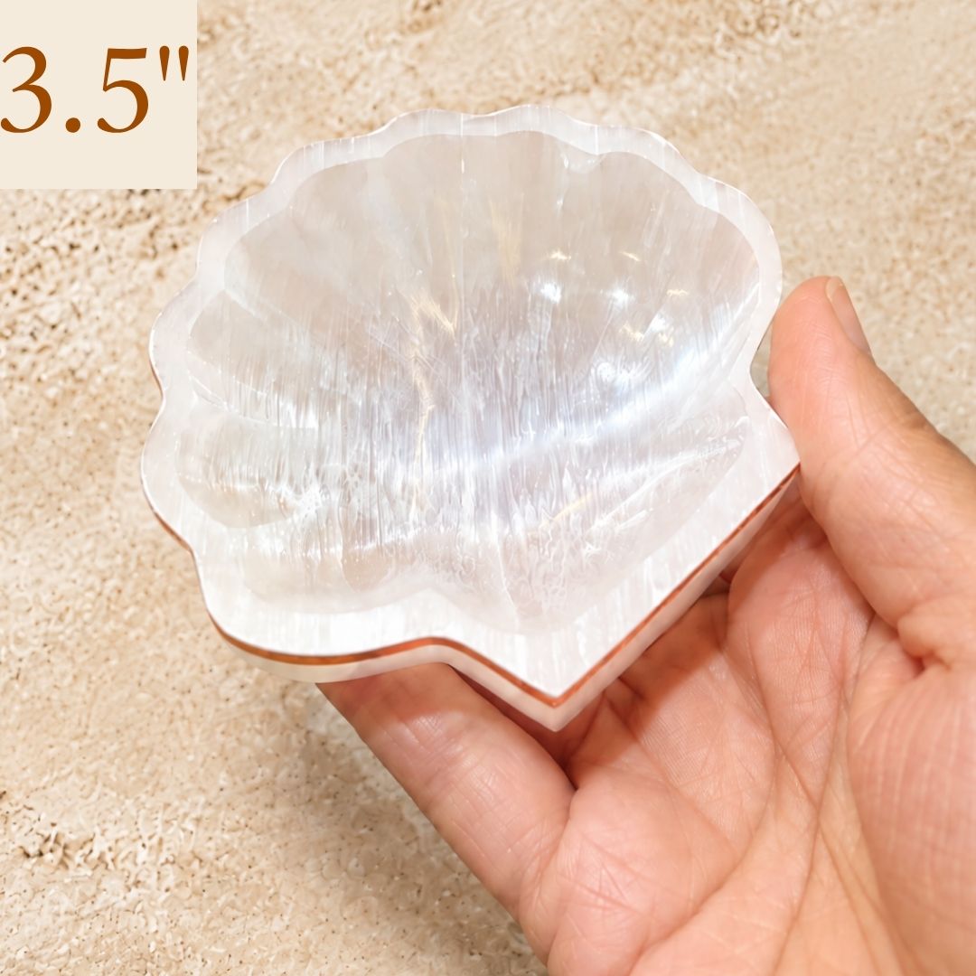 Copper-Infused Selenite Shell Bowl - Cleanse · Charge · Open