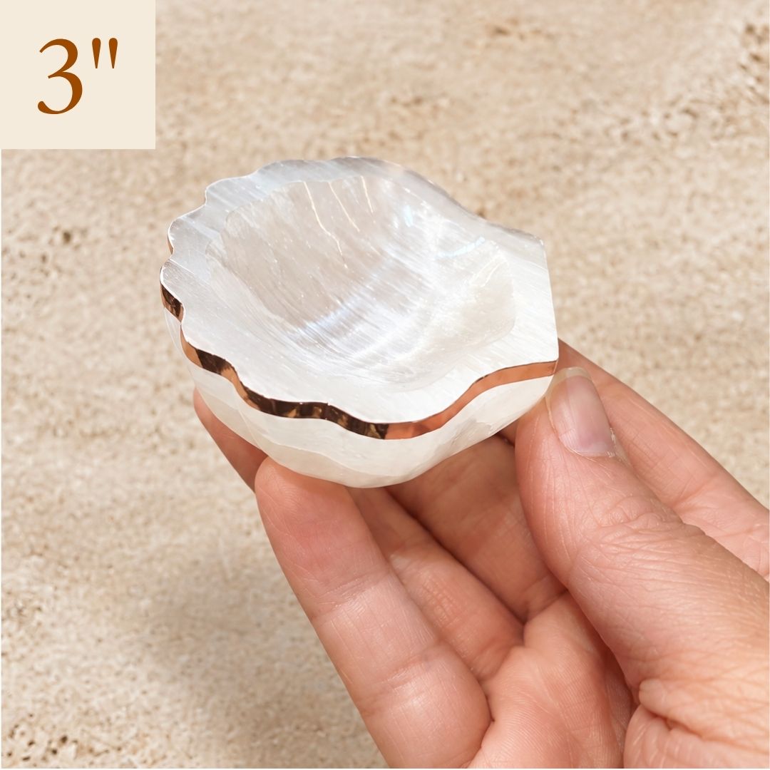 Copper-Infused Selenite Shell Bowl - Cleanse · Charge · Open