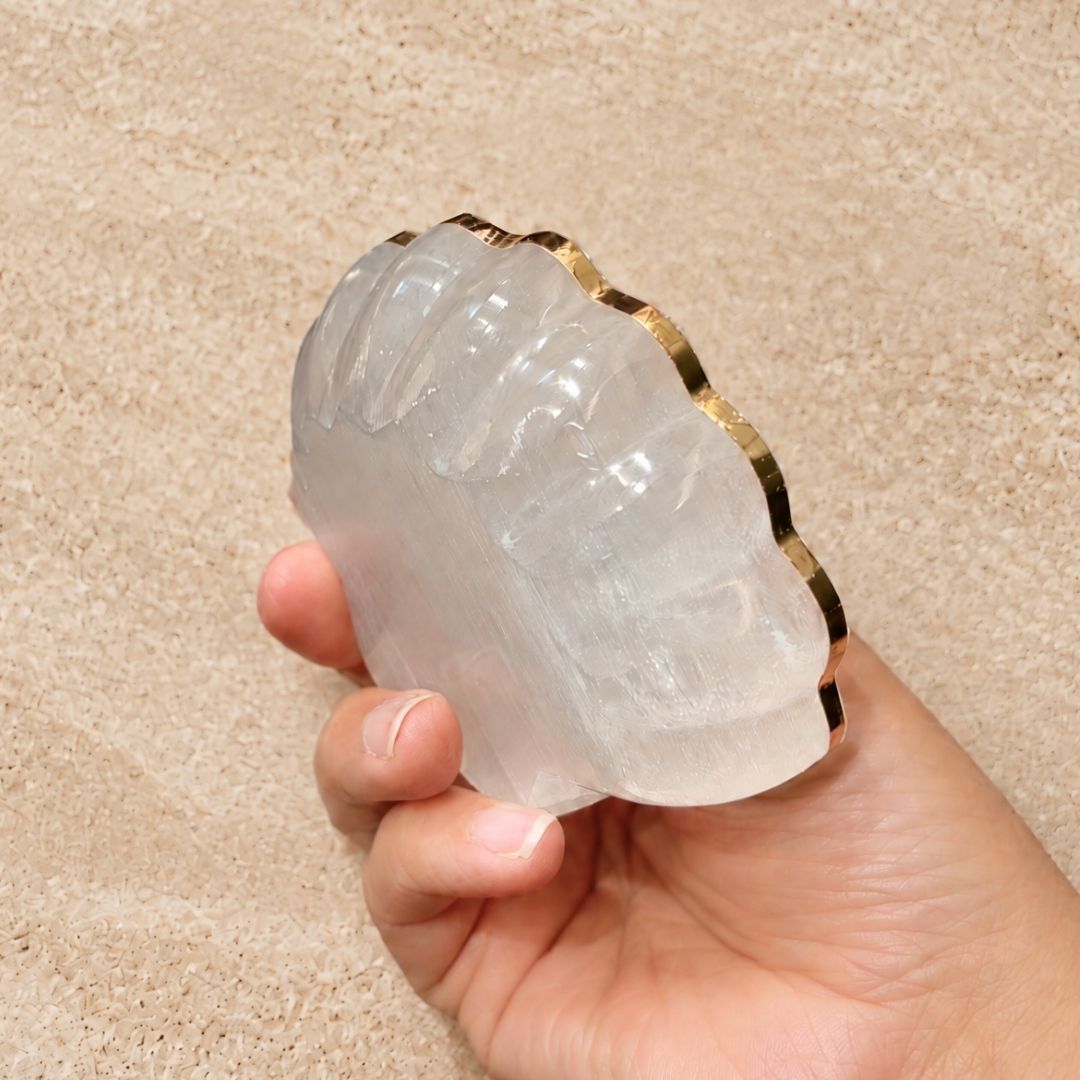 Copper-Infused Selenite Shell Bowl - Cleanse · Charge · Open