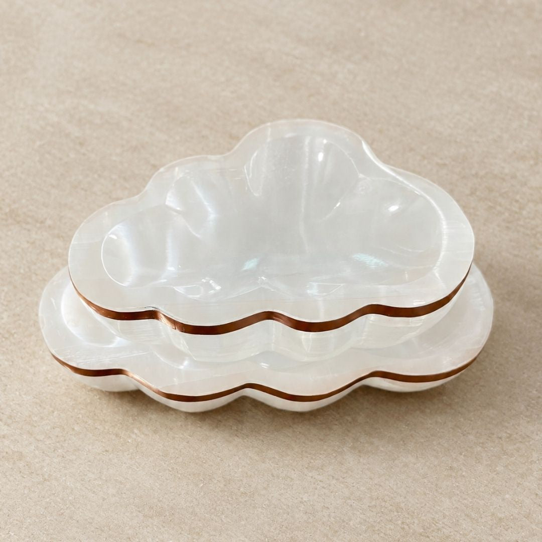 Copper-Infused Selenite Cloud Bowl - Cleanse · Charge · Lift
