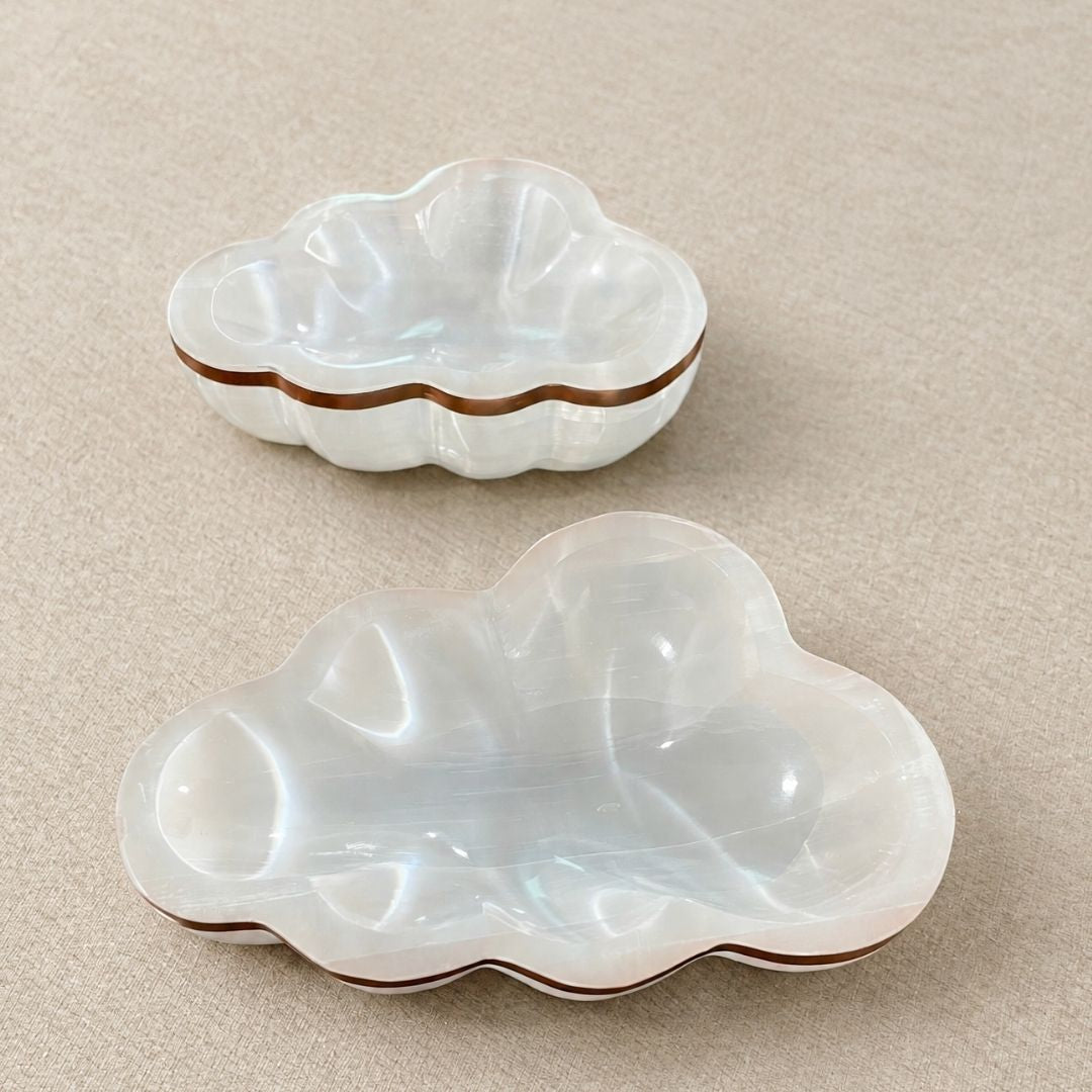 Copper-Infused Selenite Cloud Bowl - Cleanse · Charge · Lift