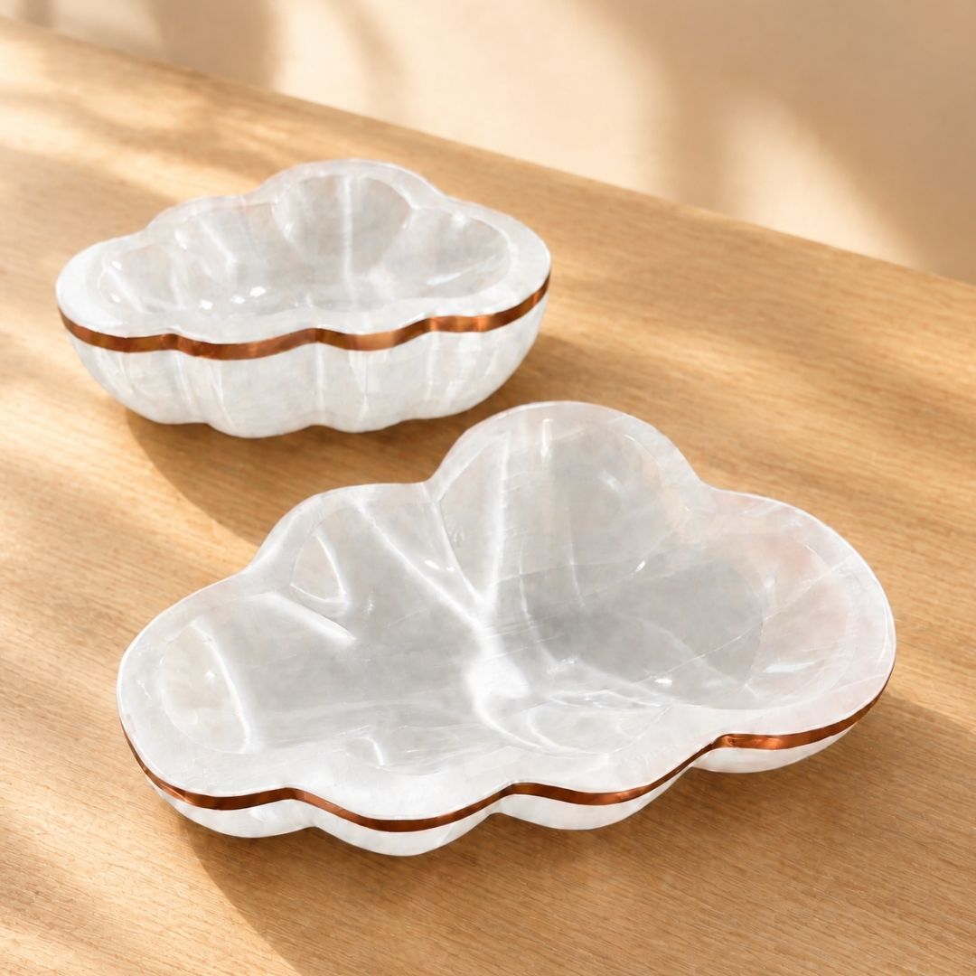 Copper-Infused Selenite Cloud Bowl - Cleanse · Charge · Lift