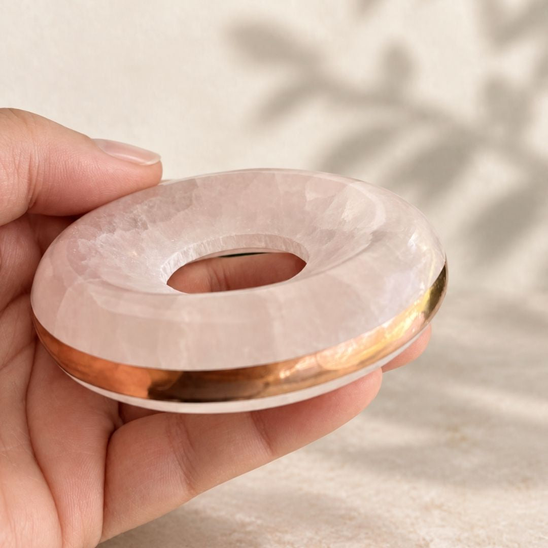 Copper-Infused Selenite Charging Sphere Stand | Crystal Holder & Display