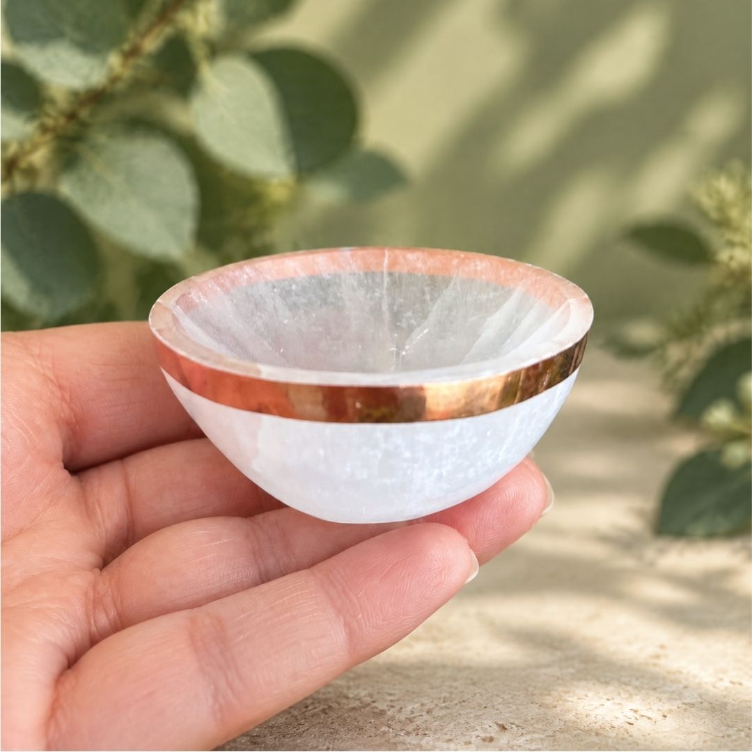 Copper-Infused Selenite Round Bowl - Small