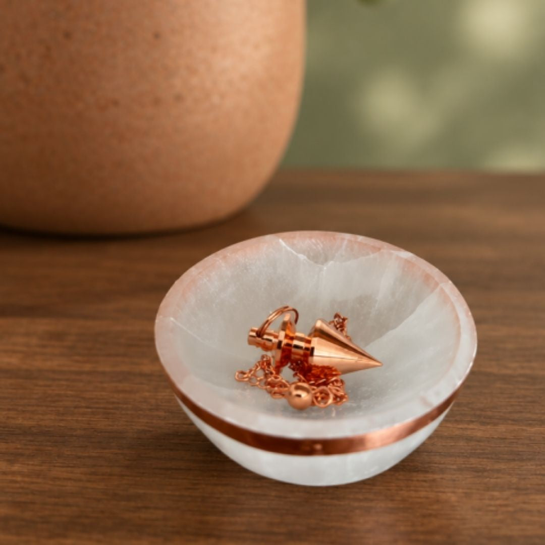 Copper-Infused Selenite Round Bowl - Small