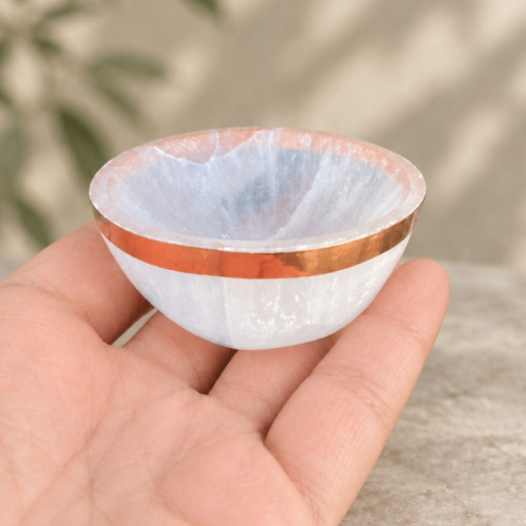 Copper-Infused Selenite Round Bowl - Small