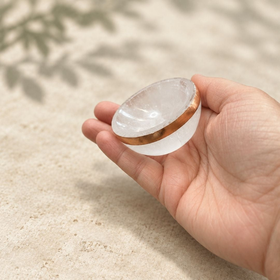 Copper-Infused Selenite Round Bowl - Small