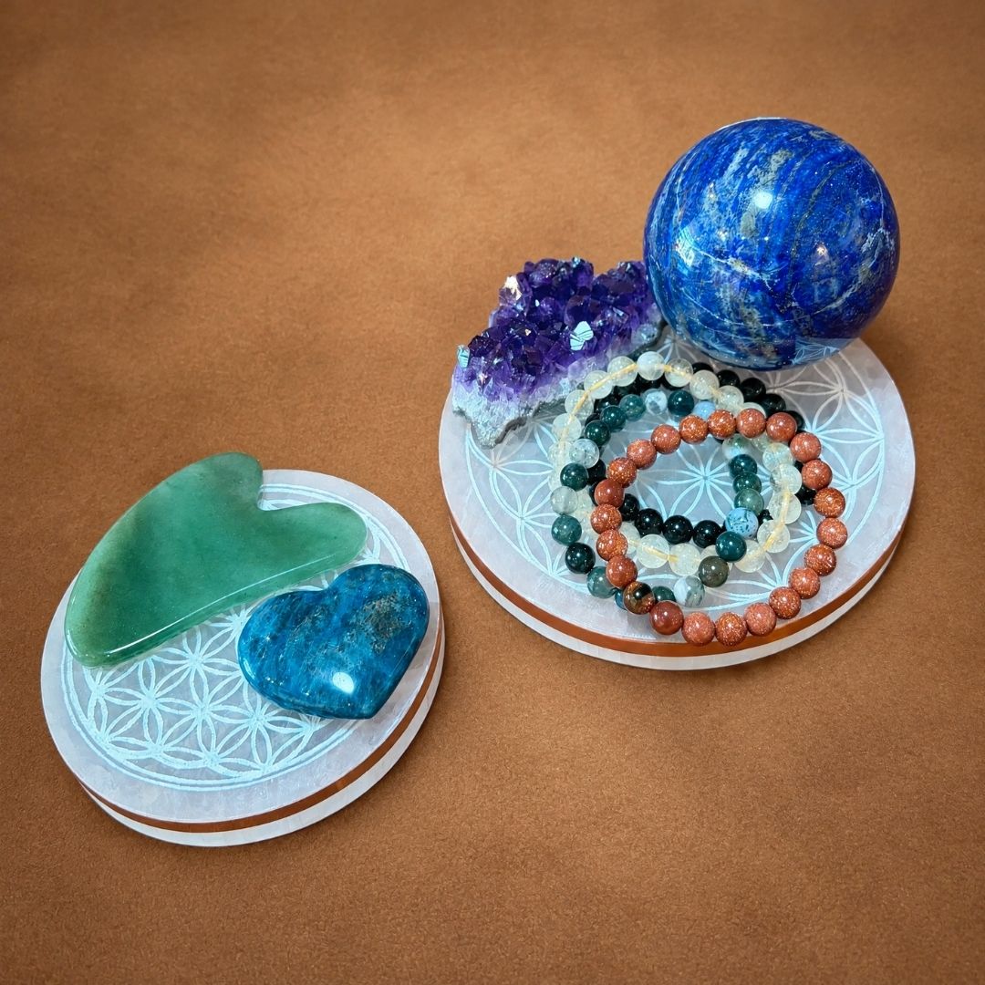 Copper-Infused Selenite Flower of Life Plate - Cleanse · Charge · Align
