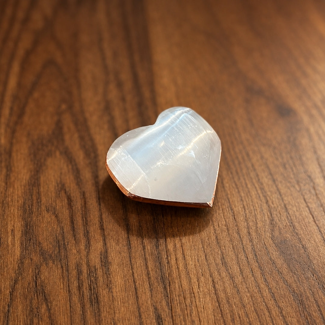 Copper-Infused Selenite Heart - 1.25-1.50"