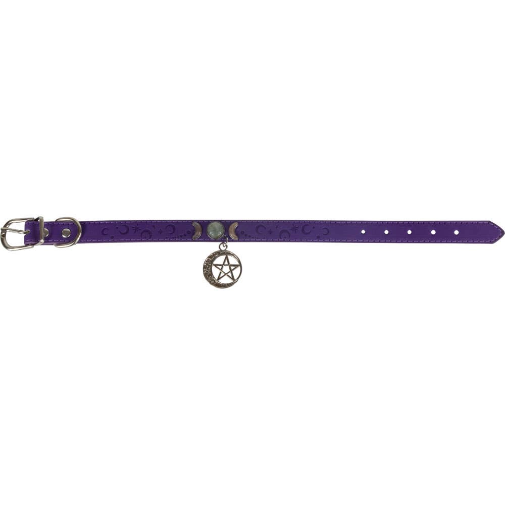 Purple Vegan Leather Triple Moon Cat & Small Dog Collar - Medium
