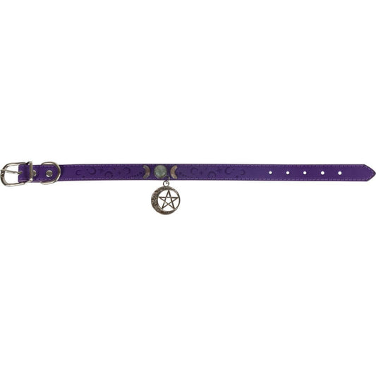 Purple Vegan Leather Triple Moon Cat & Small Dog Collar - Medium