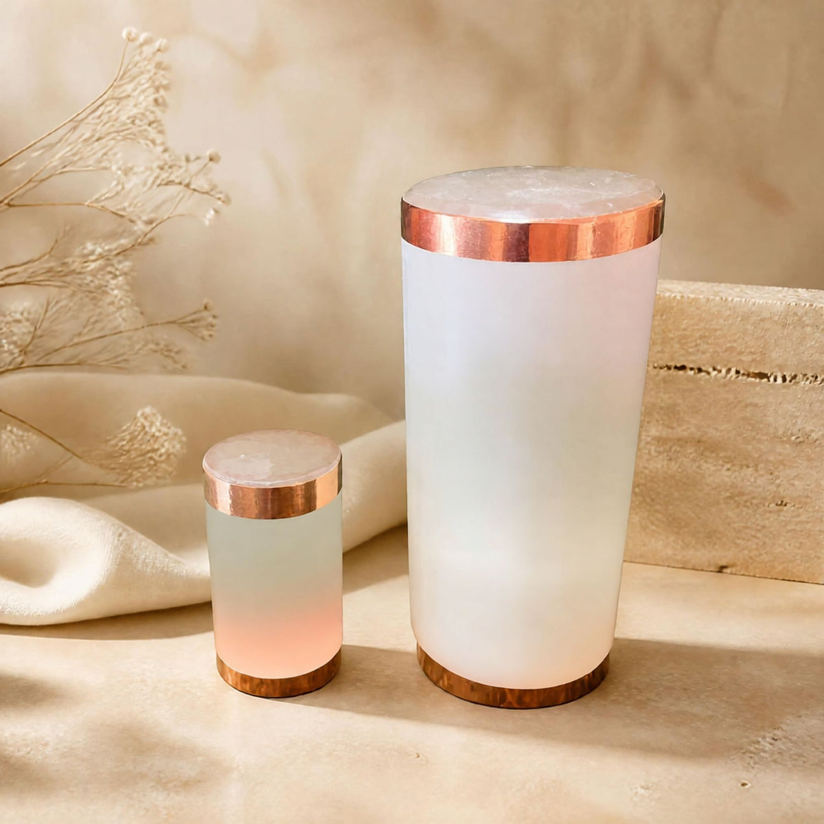 Copper-Infused Selenite Harmonizer Cylinder (2–3.75")