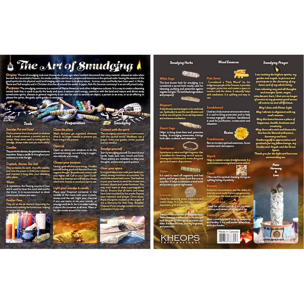 Art of Smudging Chart | Laminated Guide