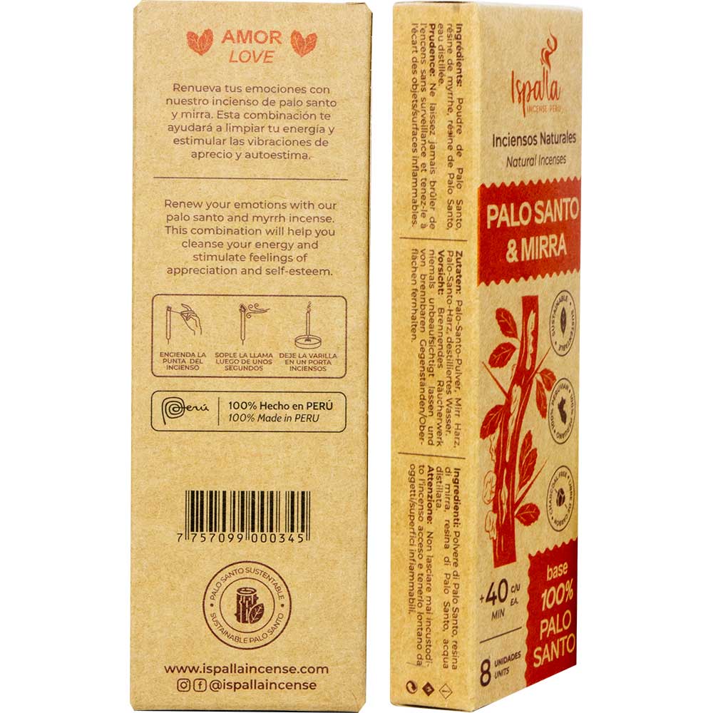 Ispalla Natural Incense - Palo Santo & Myrrh (8 Sticks)