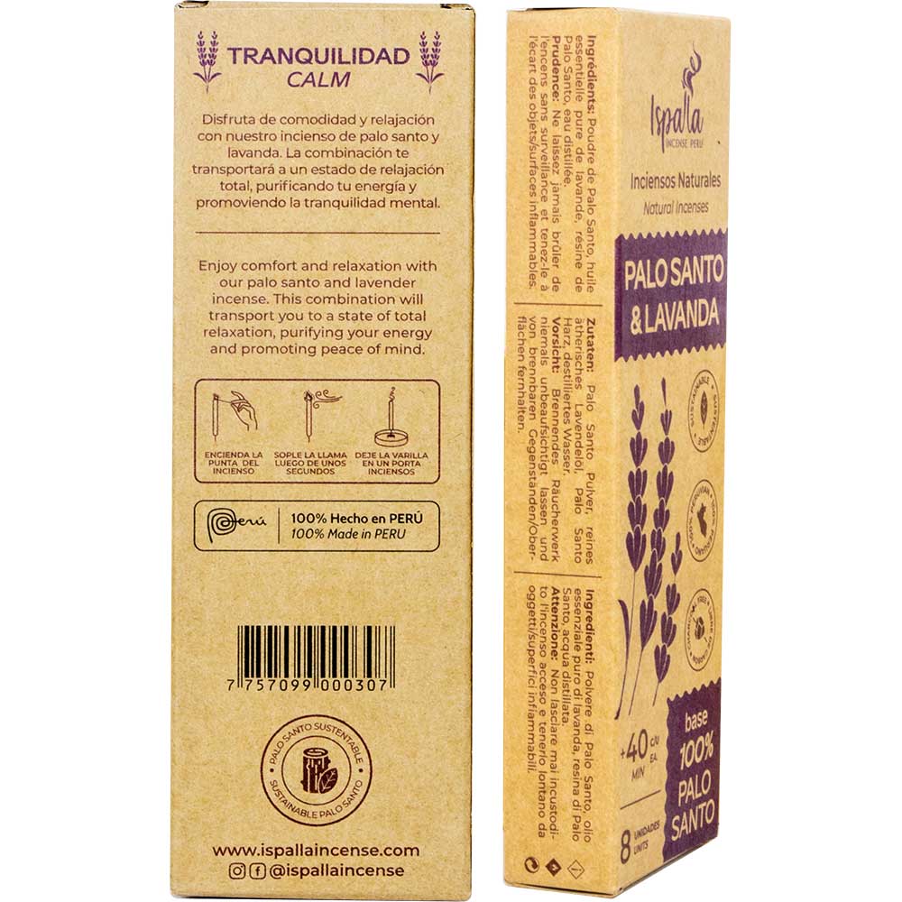 Ispalla Natural Incense - Palo Santo & Lavender (8 Sticks)