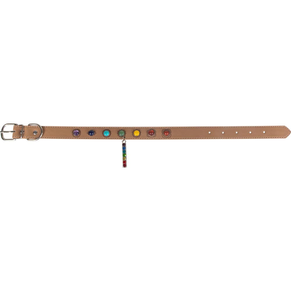 Vegan Leather Dog Collar - 7 Chakras - Large