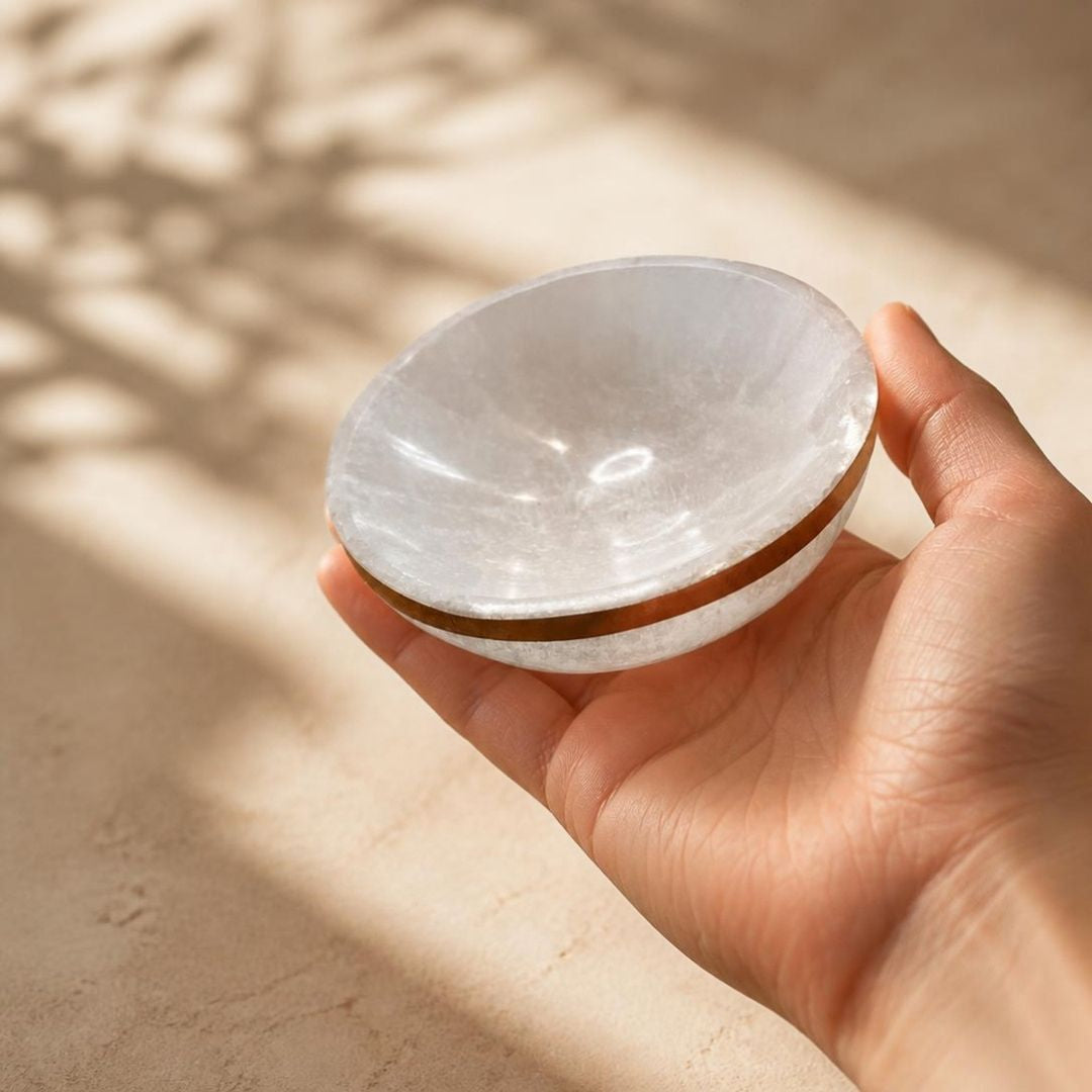 Copper-Infused Selenite Round Bowl - 4"