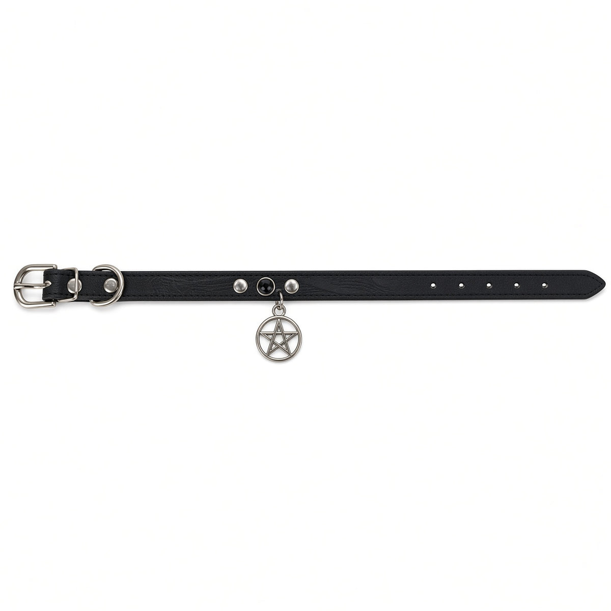 Vegan Leather Pentacle Pet Collar – Small (Cat/Dog)