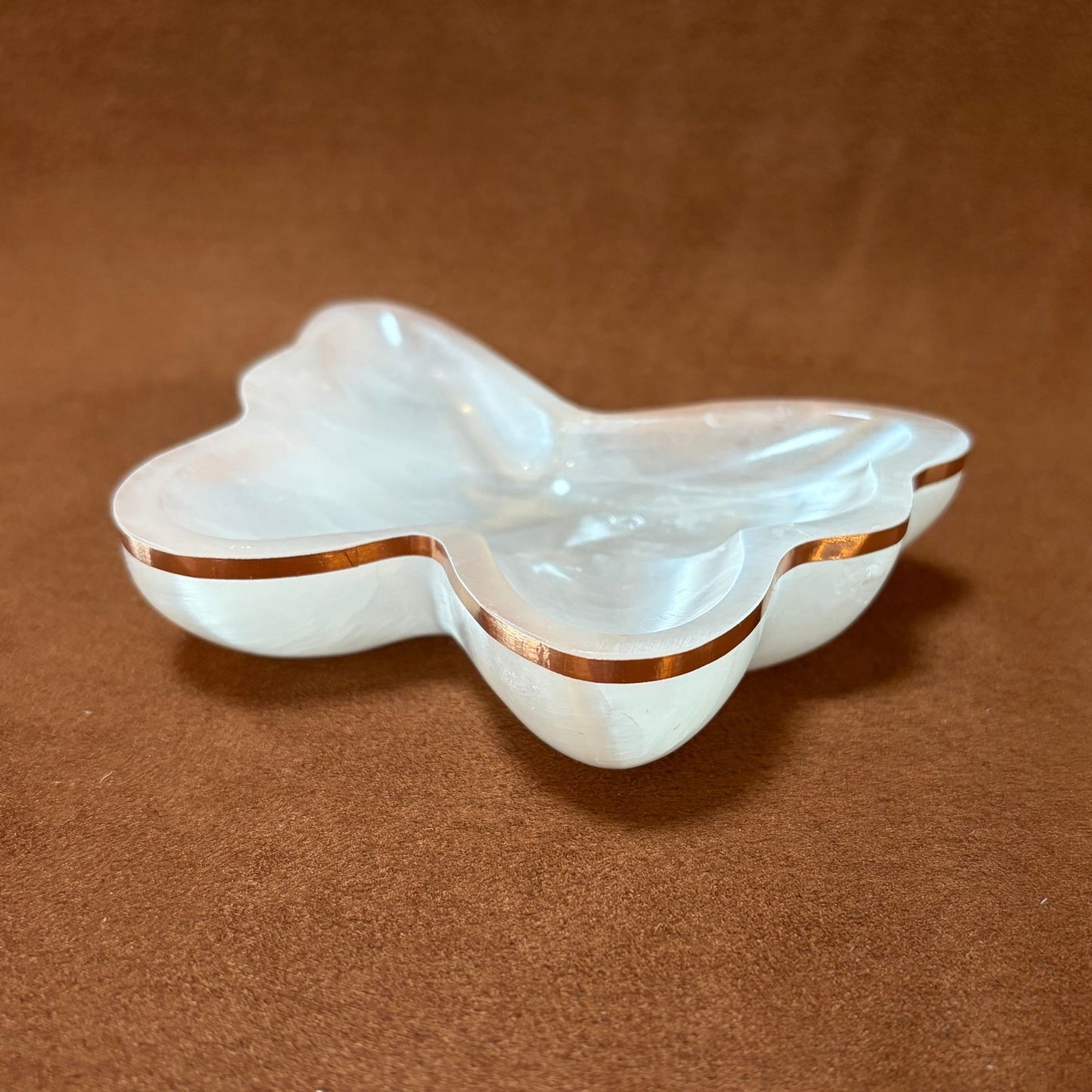 Copper-Infused Butterfly Selenite Bowl | Crystal Charging & Cleansing Dish