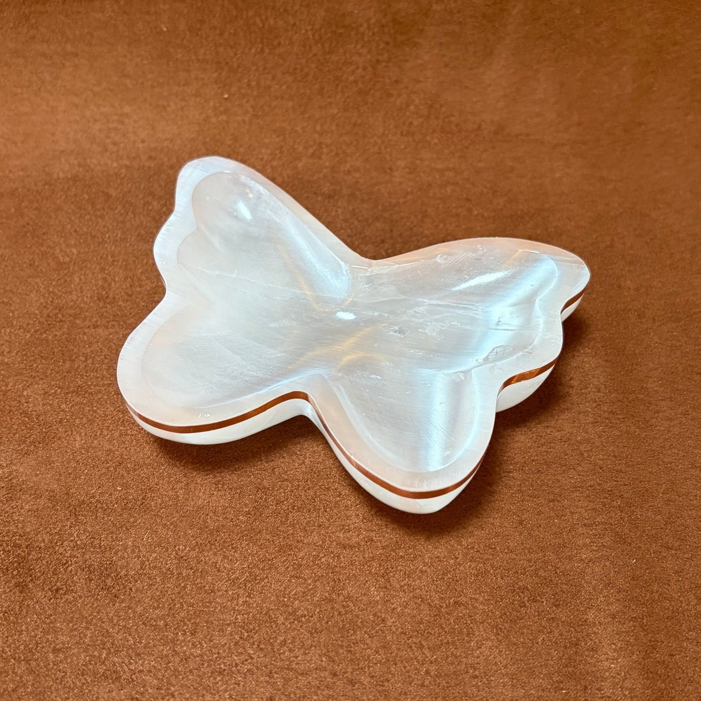 Copper-Infused Butterfly Selenite Bowl | Crystal Charging & Cleansing Dish