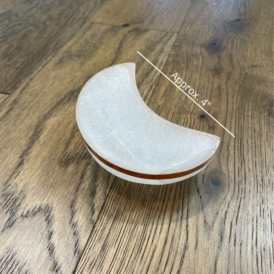 Copper-Infused Selenite Moon Bowl