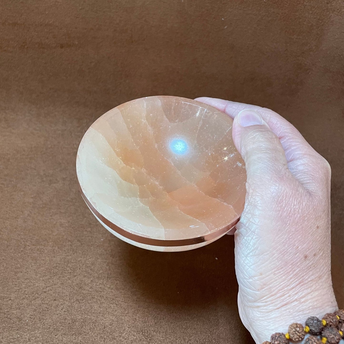 Copper-Infused Orange Selenite Round Bowl - 4"