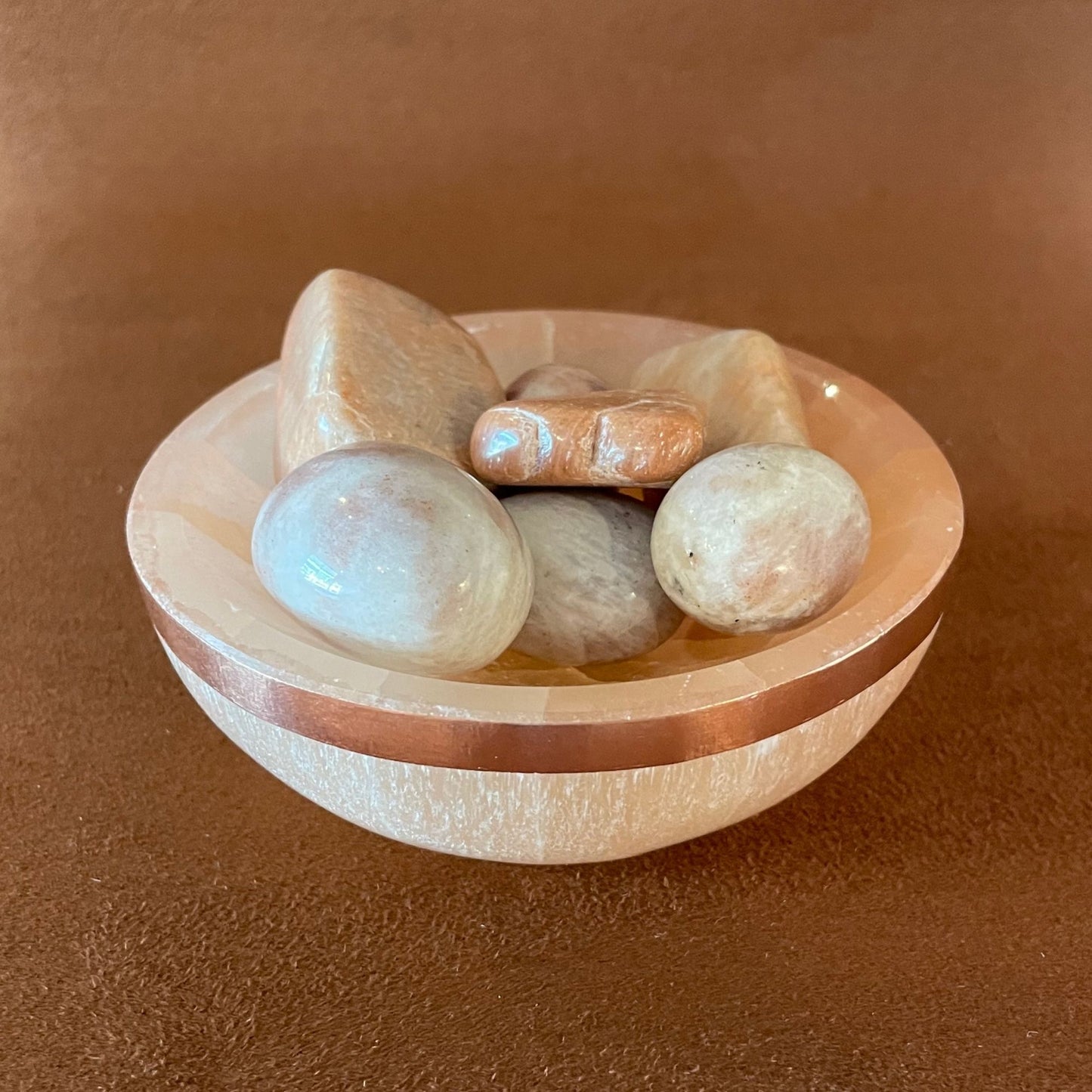 Copper-Infused Orange Selenite Round Bowl - 4"