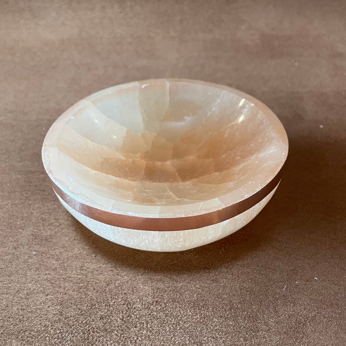 Copper-Infused Orange Selenite Round Bowl - 4"