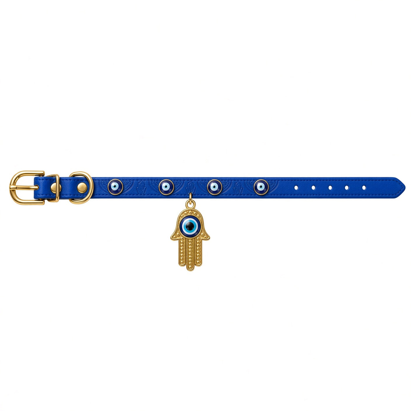 Evil Eye & Hand of Fatima Vegan Leather  Pet Collar – Small (Cat/Dog)