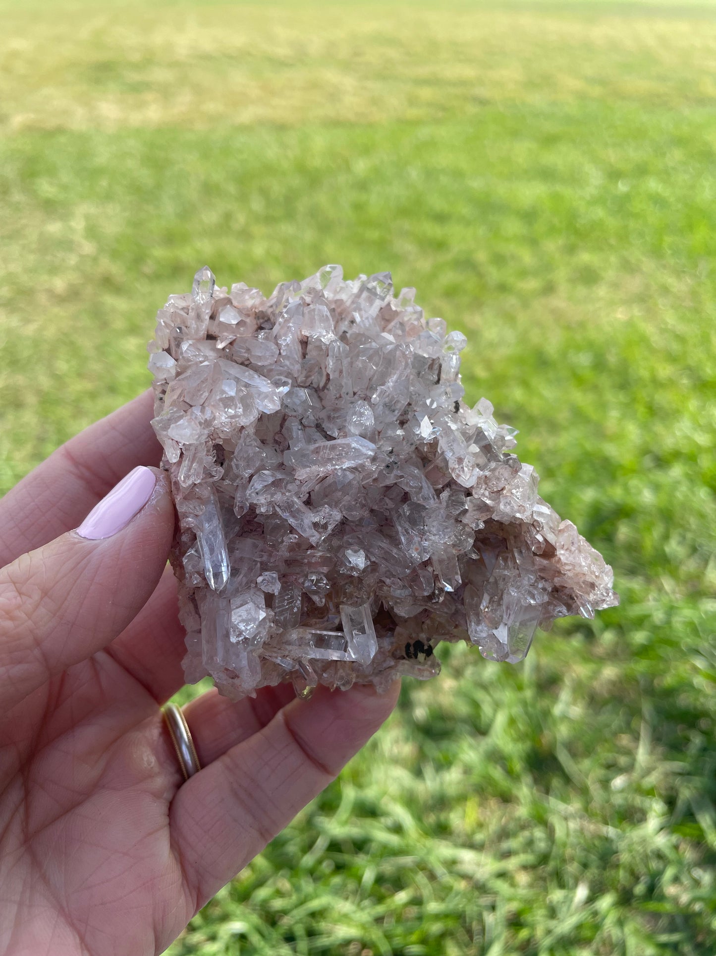 Pink Lemurian Quartz Cluster 174g