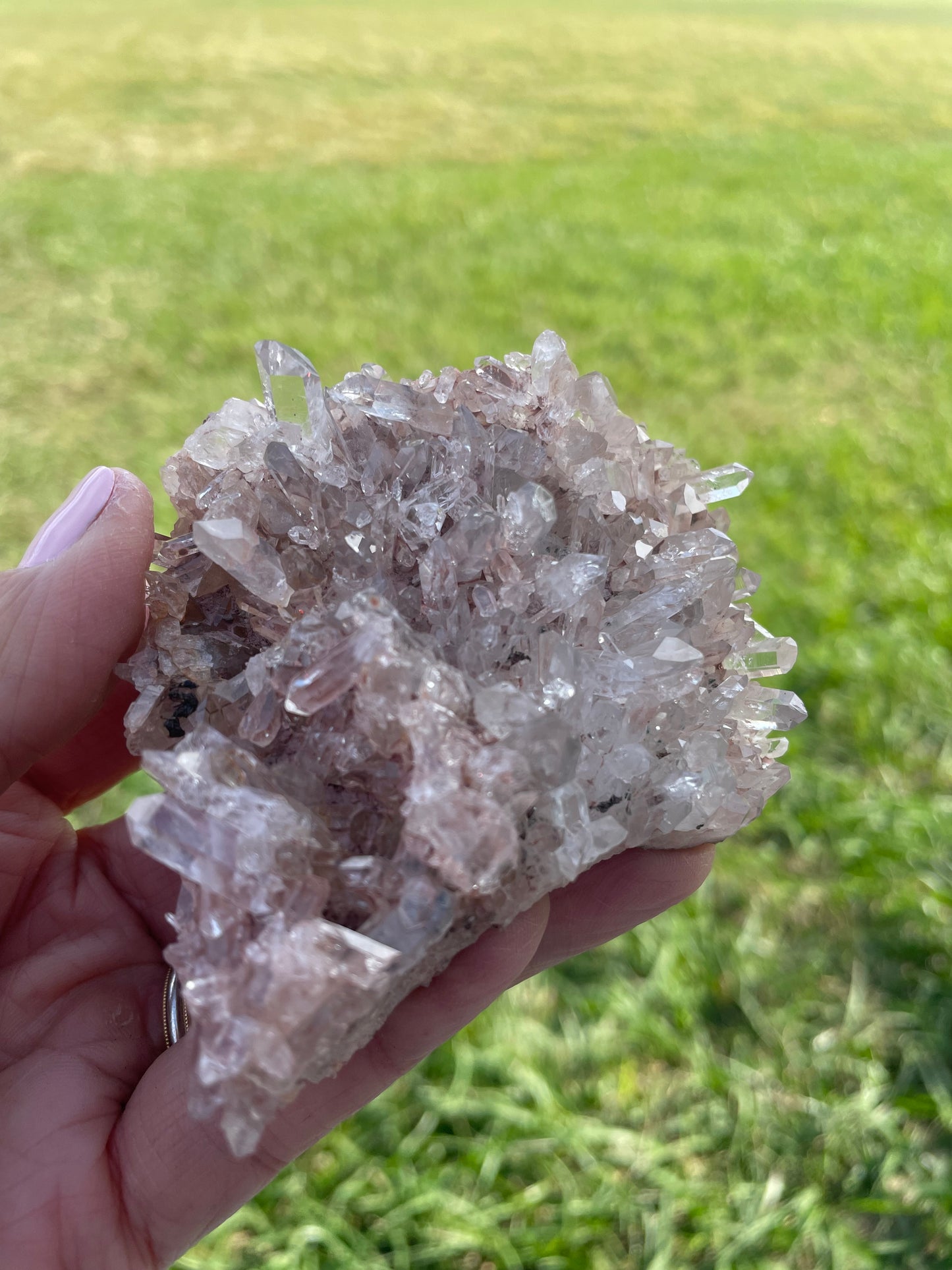 Pink Lemurian Quartz Cluster 174g